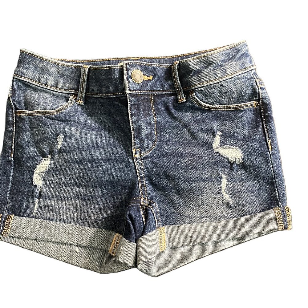 Girls SO Distressed Denim Cuffed Shorts Size 8